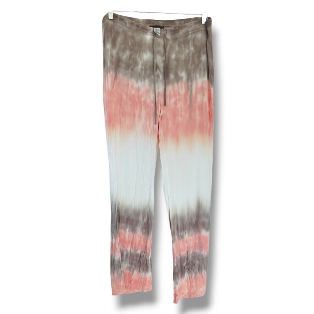 XCVI Tie Dyed Pull On Beach Boho Pants Drawstring Waist. Size M Tan Peach White